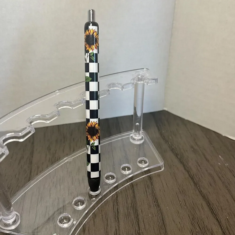 Sunflower checkered plaid Inkjoy Personalized Pens, Refillable gel pens, Vinyl W